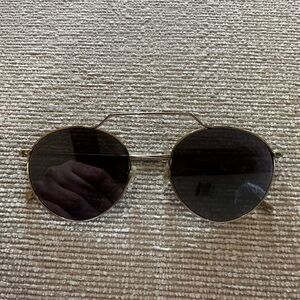 Illesteva Wynwood Italian Gold Frame Round Black Lens Women's Sunglasses